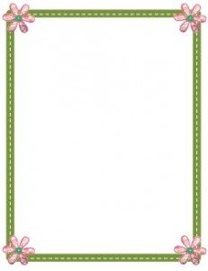 green page border with pink flowers