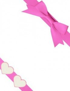 pink ribbon with two hearts