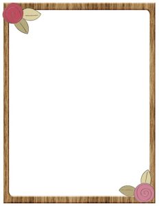thin wooden frame border with pink flowers