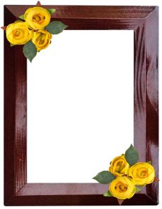 wooden frame border with yellow flowers