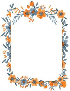 orange flowers around a white frame