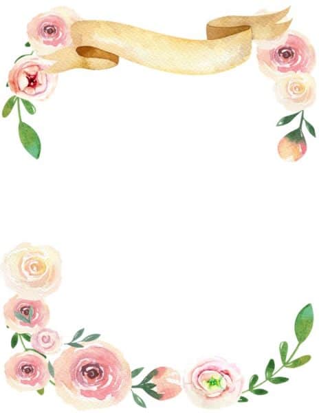 floral border with watercolor flowers
