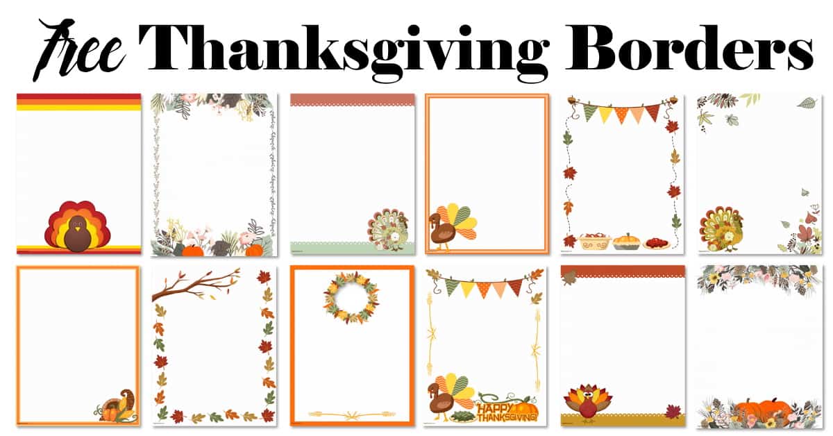 FREE Thanksgiving Border Printables Many Designs Available